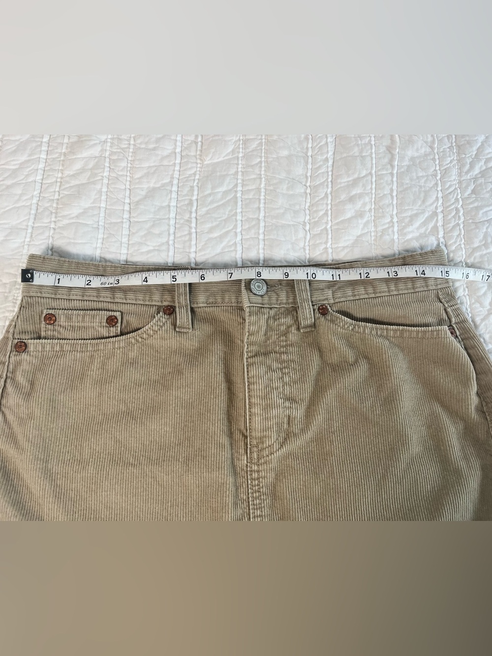 Vintage Y2K Gap 100% Cotton Corduroy Midi Skirt - Neutral Tan - Picture 6 of 8
